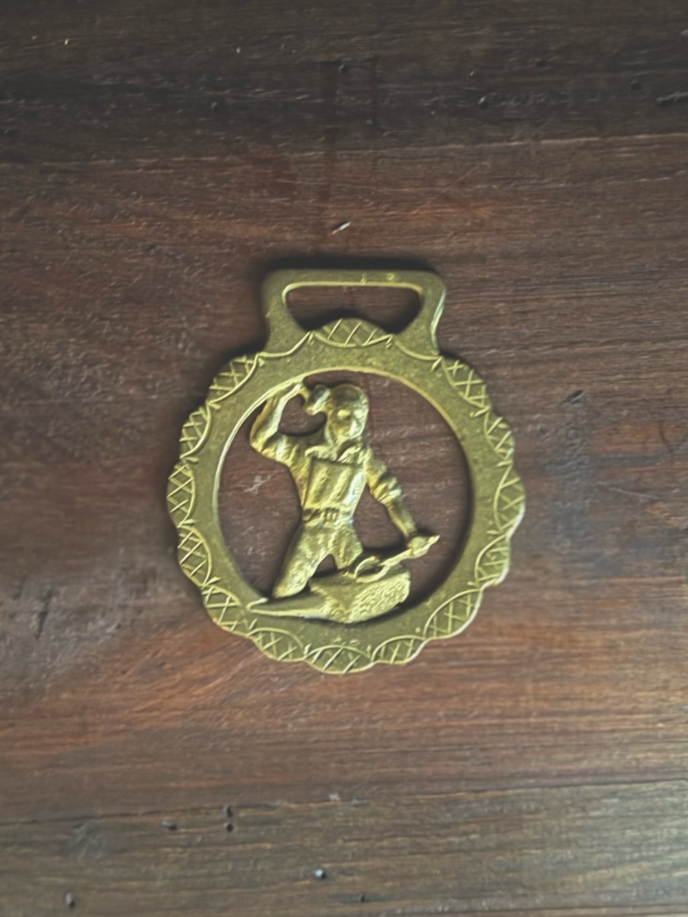 Vintage Brass Blacksmith Farrier Harness Medallion | Equestrian Decor